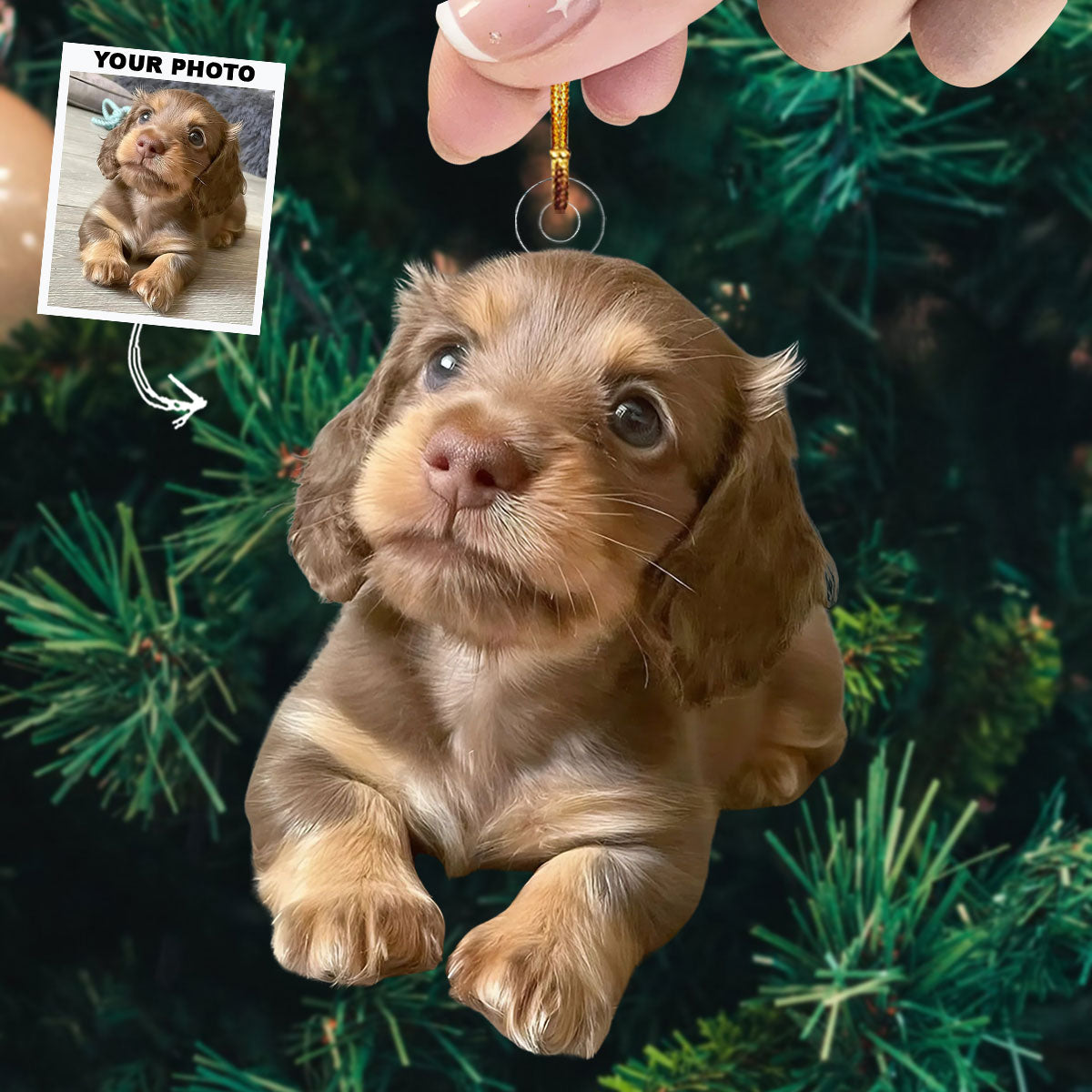 Puppy Love - Personalized Photo Mica Ornament - Christmas Gift For Dog Lovers, Dog Owners
