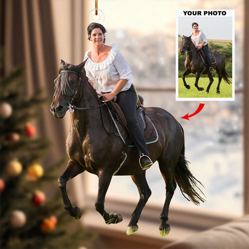 Wild and Free - Personalized Photo Mica Ornament - Christmas Gift For Equestrian Members, Sport Lovers