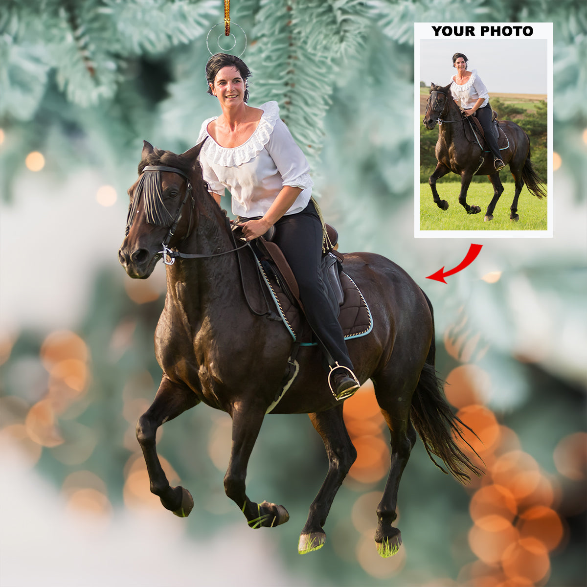 Wild and Free - Personalized Photo Mica Ornament - Christmas Gift For Equestrian Members, Sport Lovers