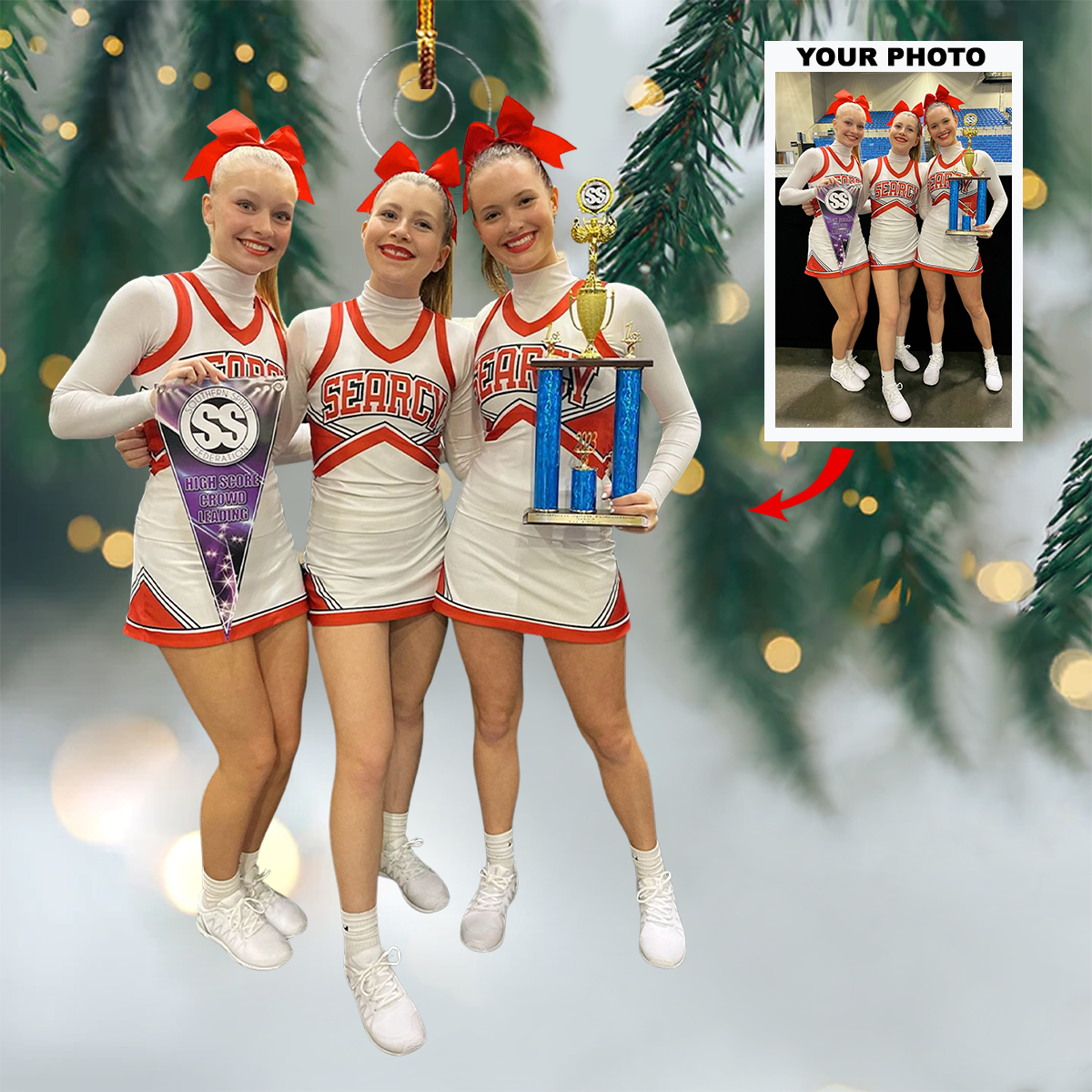 Champion Cheer - Personalized Photo Mica Ornament - Christmas Gift For Cheerleader, Sport Lovers