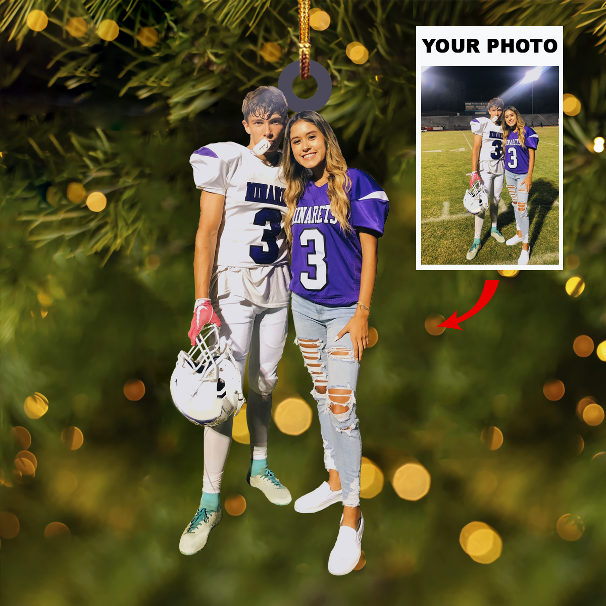 American Football Ornament - Personalized Photo Mica Ornament
