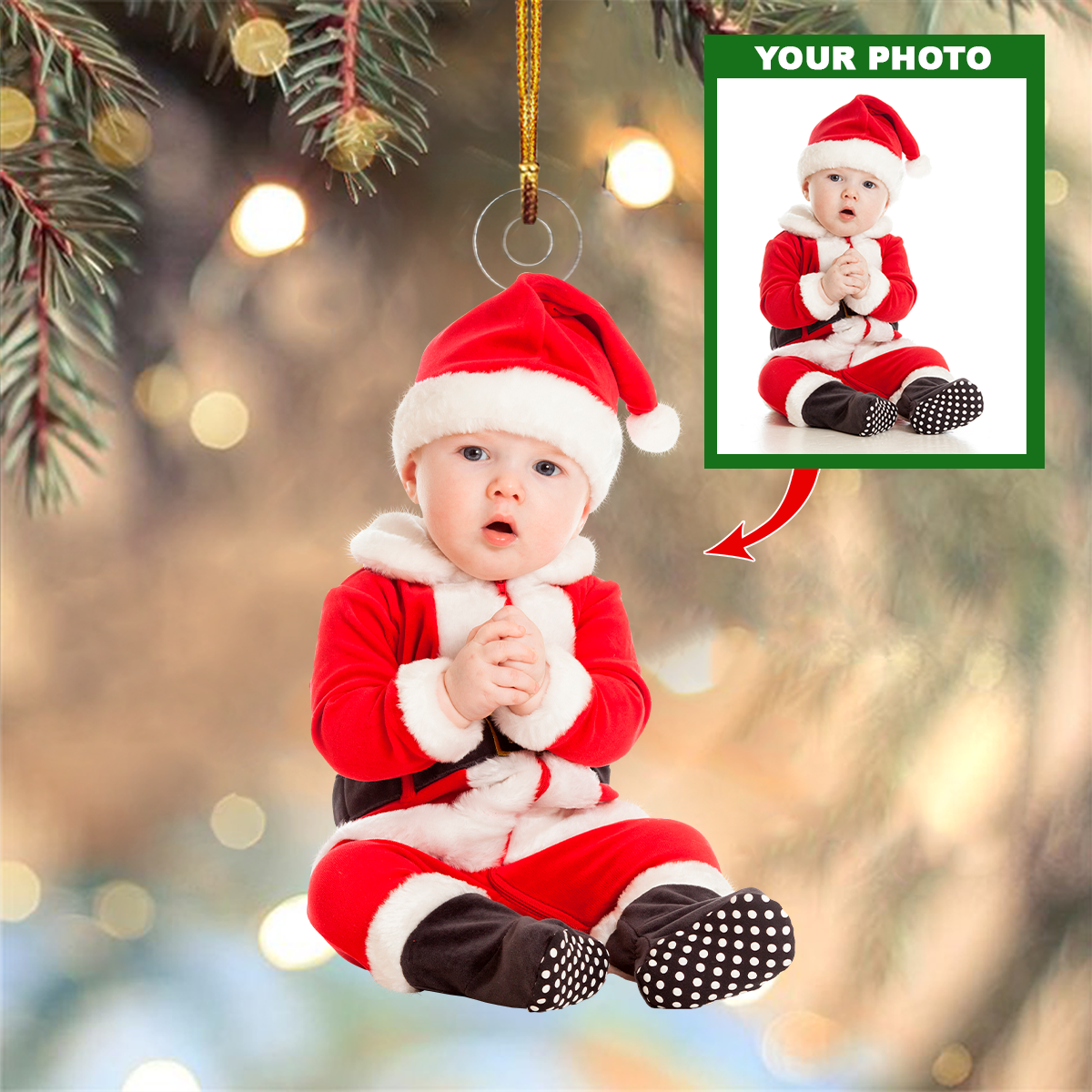 Personalized Photo Mica Ornament - Gift For Family Member - Customized Your Photo Ornament V30 ARND005