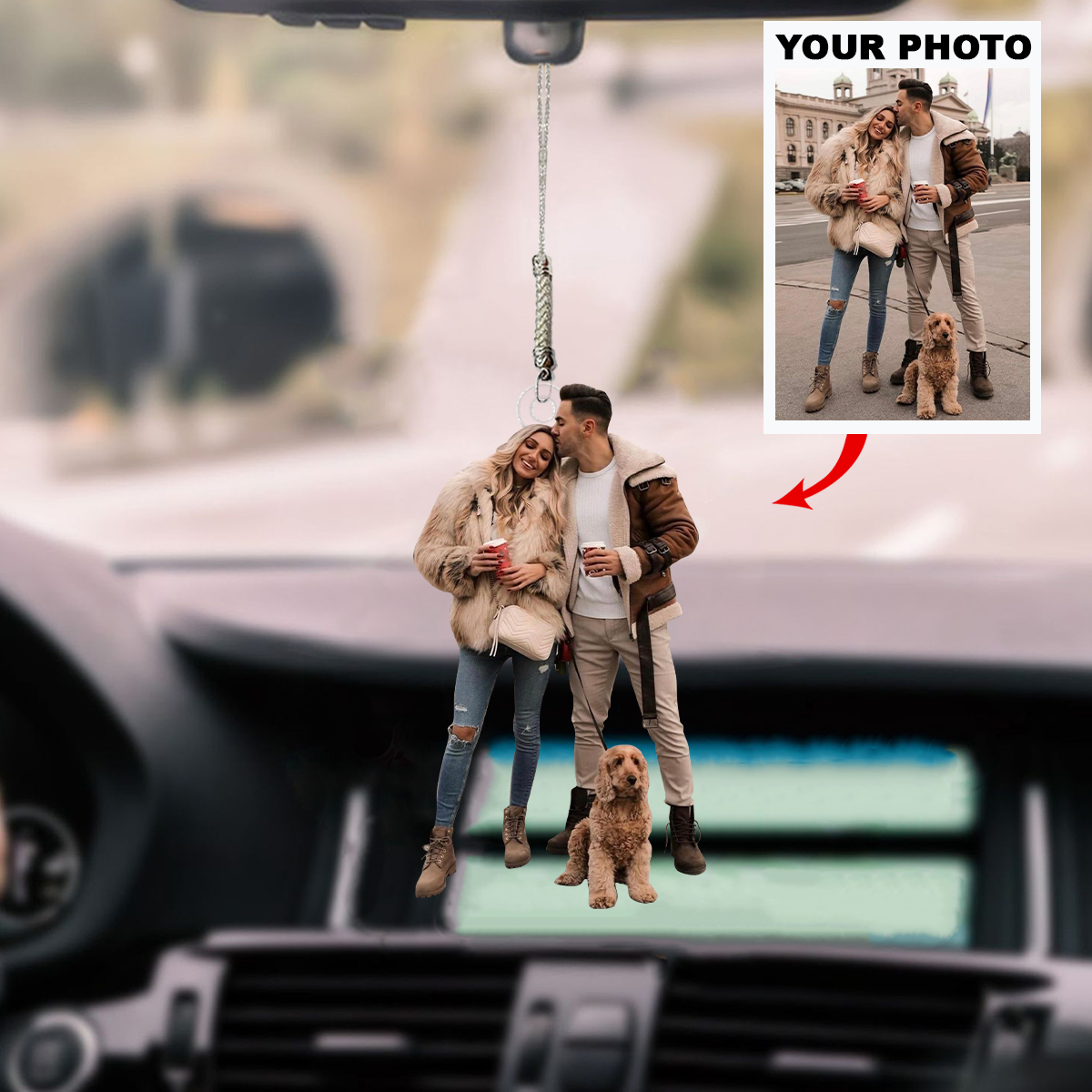 Personalized Car Hanging Ornament - Mother's Day Gift For Dog Mom, Dog Lover - Custom Your Photo Car Hanging ARND036 UPL0VL011