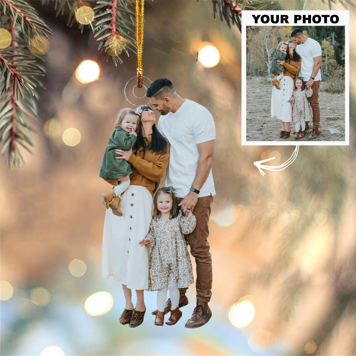 Personalized Photo Mica Ornament - Christmas Gift For Family Member, Friends - Customized Your Photo Ornament Family Christmas