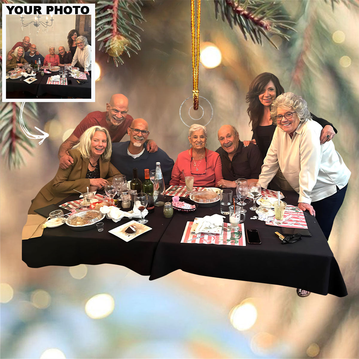 Family Christmas Meal - Personalized Custom Photo Mica Ornament - Christmas Gift For Family Members