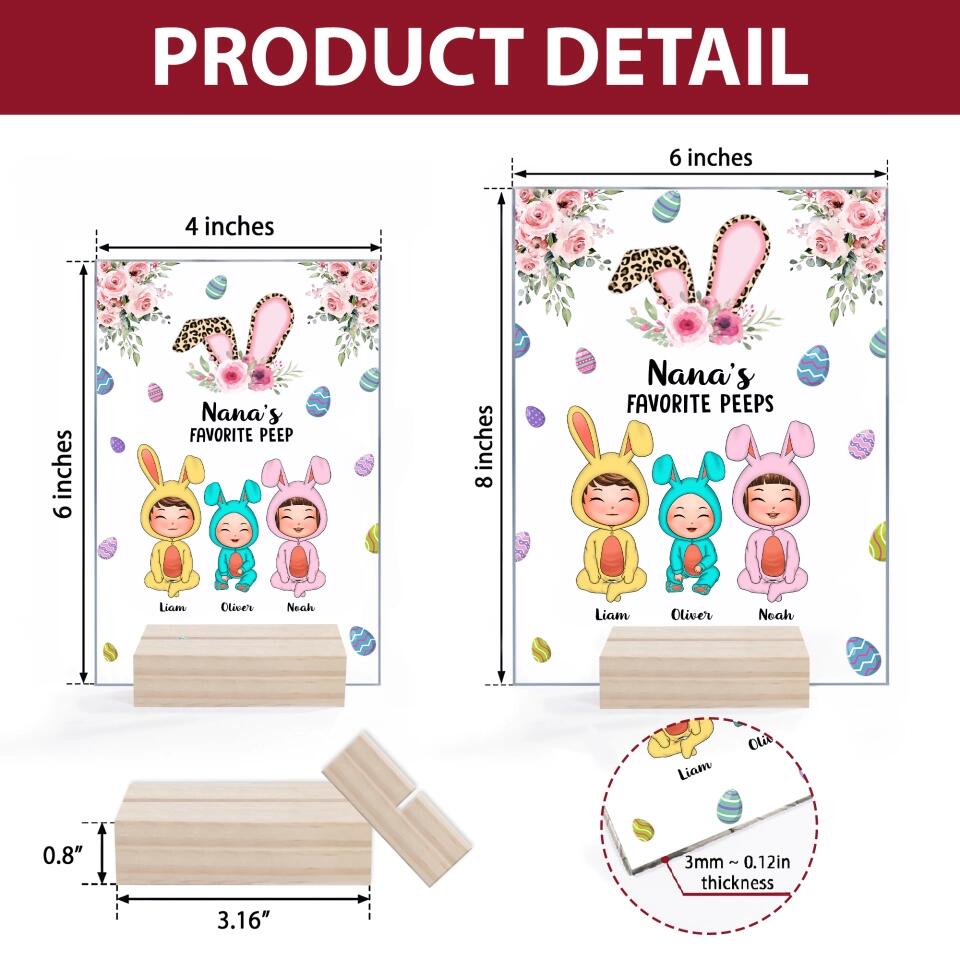 Grandma's Favourite Peeps - Personalized Acrylic Plaque - Easter Gift For Grandma