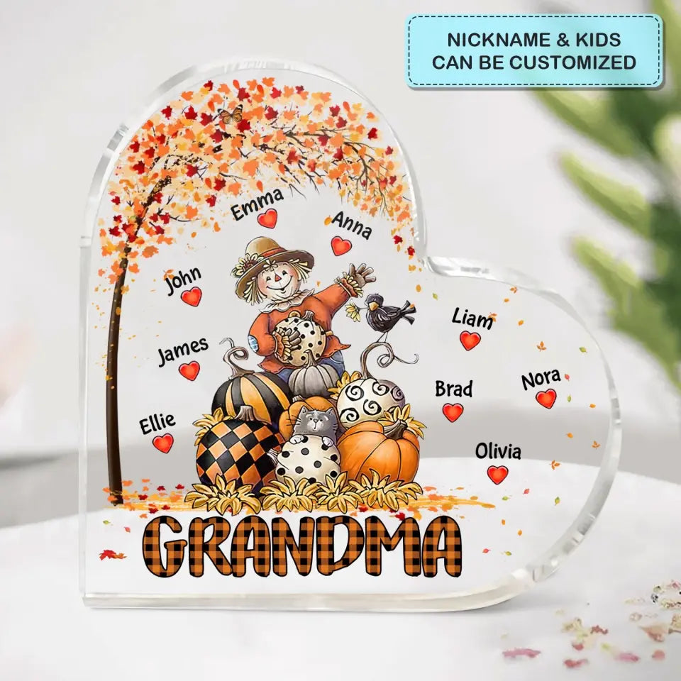 Personalized Custom Heart-shaped Acrylic Plaque - Mother's Day Gift For Mom, Grandma - Nana Fall