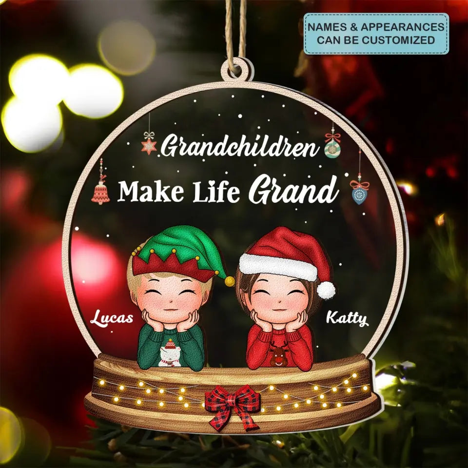 Grandchildren Make Life Grand - Personalized Custom 2-Layer Mix Ornament - Christmas Gift For Grandma, Mom, Family Members