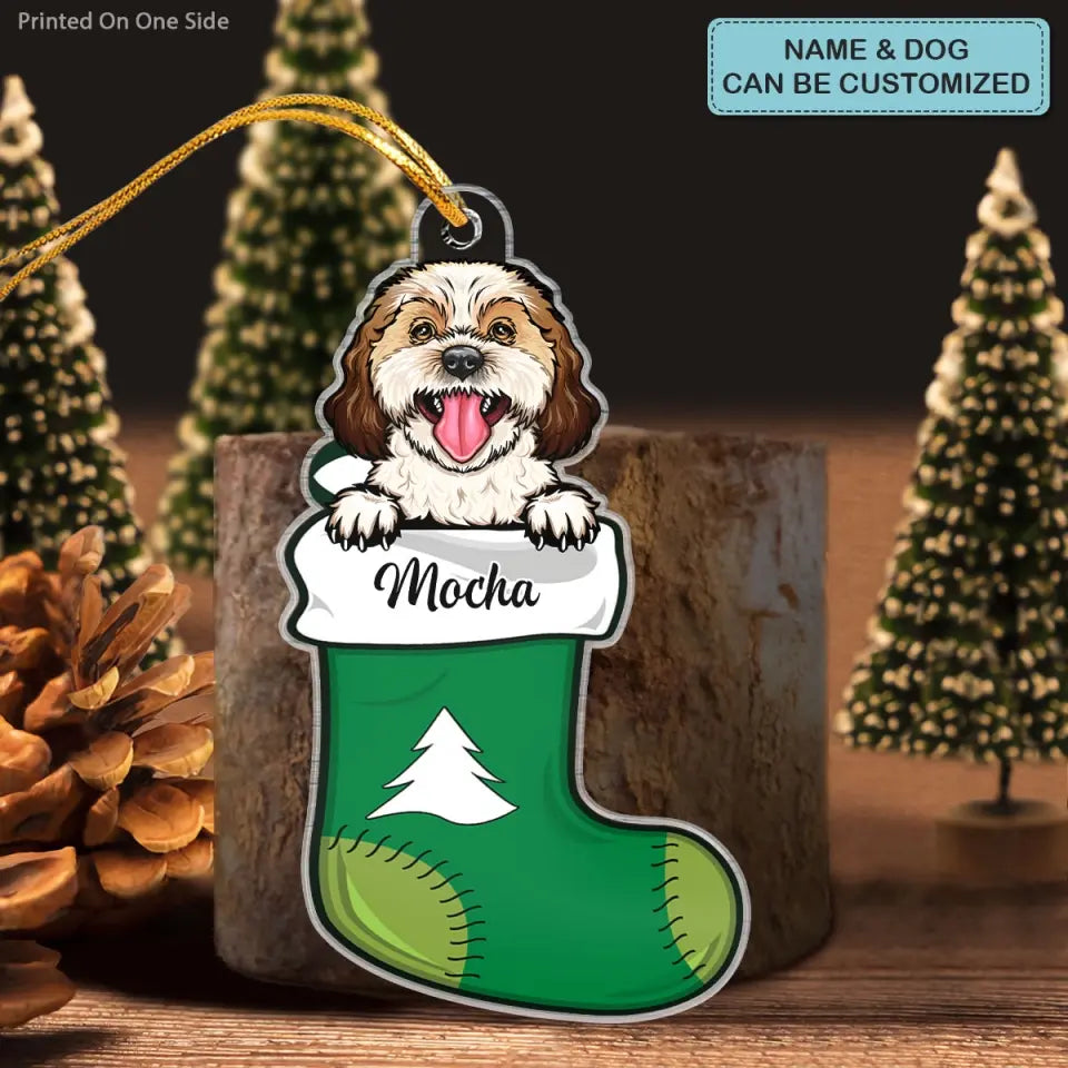 Dog Christmas Stocking - Personalized Custom Mica Ornament - Christmas Gift For Dog Lover, Dog Mom, Dog Dad, Dog Owner CLA0HT008