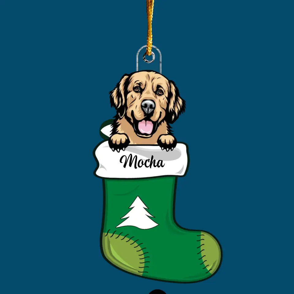 Dog Christmas Stocking - Personalized Custom Mica Ornament - Christmas Gift For Dog Lover, Dog Mom, Dog Dad, Dog Owner CLA0HT008