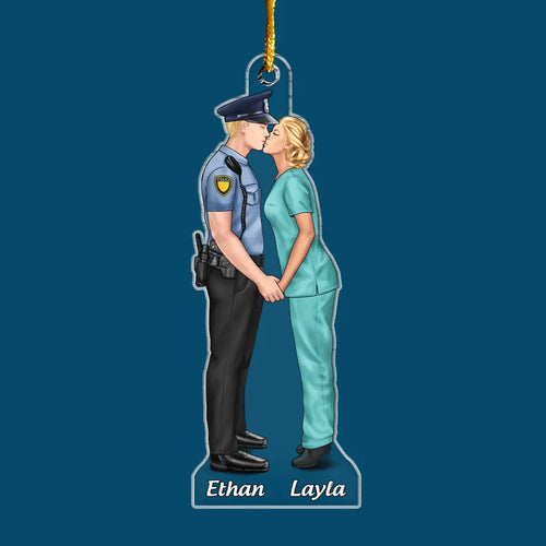 Job Couple - Personalized Custom Mica Ornament - Christmas Gift For Couple, Husband, Wife, Family Members CLA0HD017