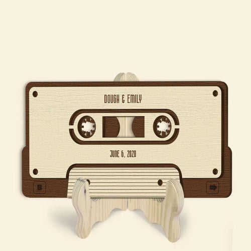 Modern Mixtape - Personalized Custom 2-Layer Wooden Sign - Valentine's Day, Anniversary Gift For Couple, Husband, Wife, Boyfriend, Girlfriend