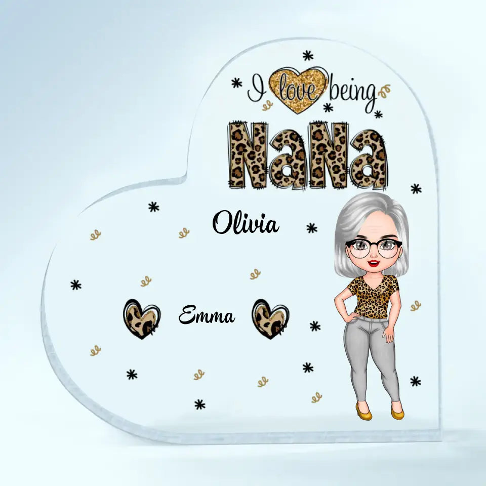 I Love Being Grandma - Personalized Custom Heart-shaped Acrylic Plaque - Mother's Day Gift For Grandma