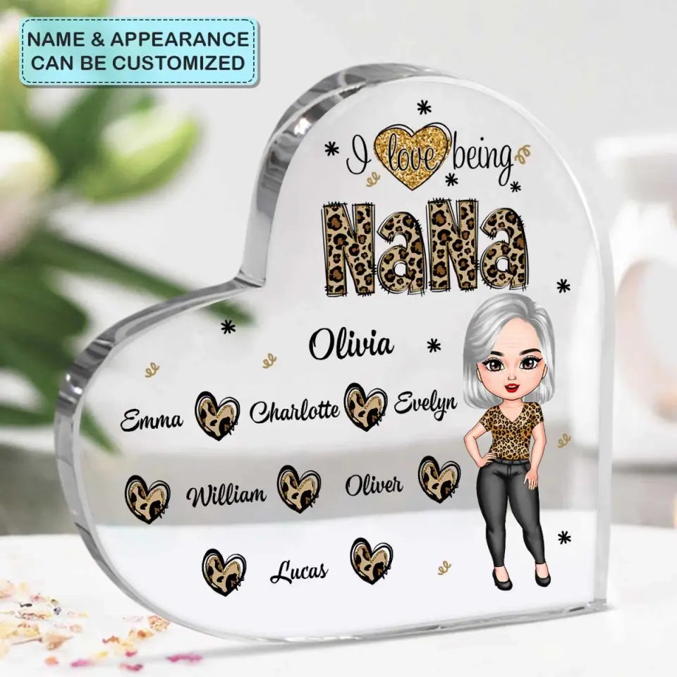 I Love Being Grandma - Personalized Custom Heart-shaped Acrylic Plaque - Mother's Day Gift For Grandma