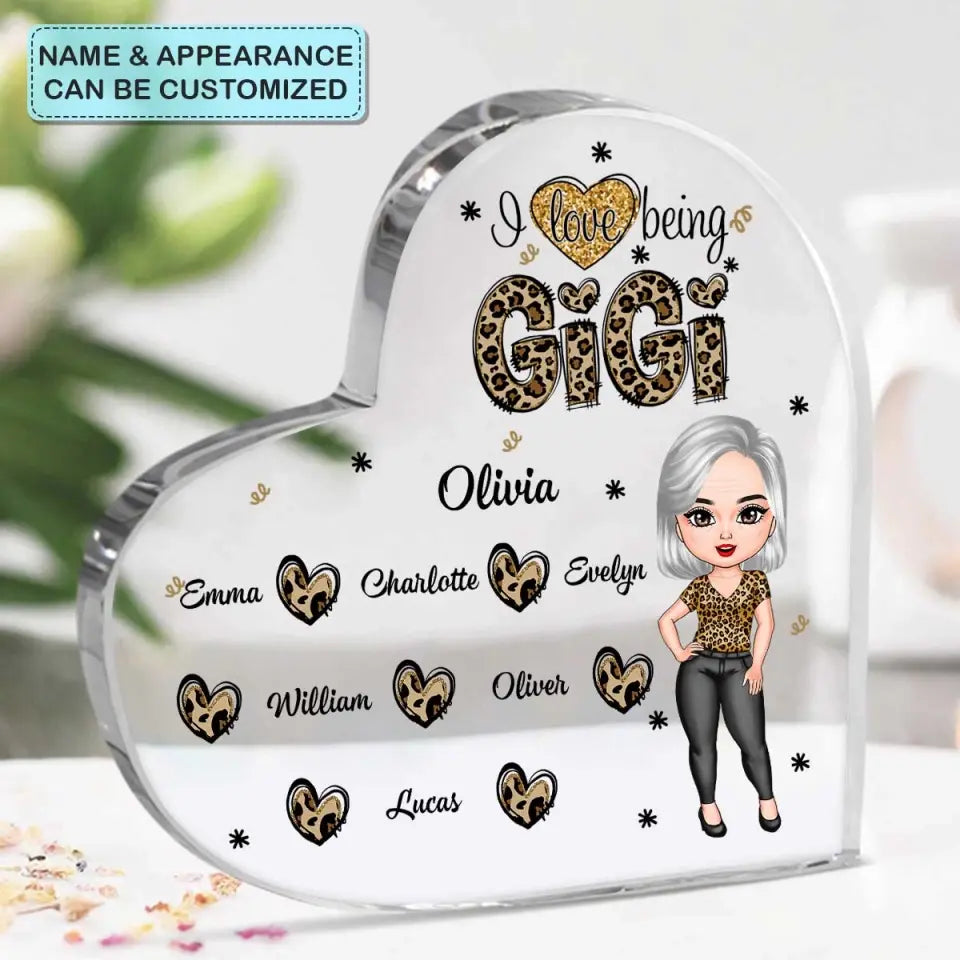 I Love Being Grandma - Personalized Custom Heart-shaped Acrylic Plaque - Mother's Day Gift For Grandma