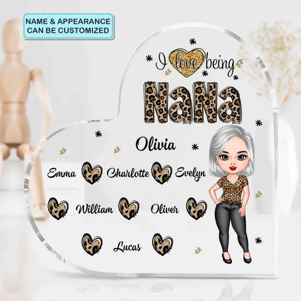 I Love Being Grandma - Personalized Custom Heart-shaped Acrylic Plaque - Mother's Day Gift For Grandma