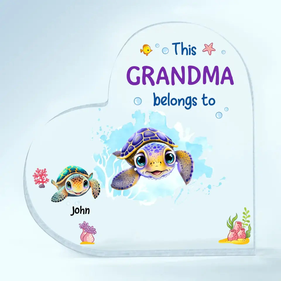 Love Being Grandma Turtle - Personalized Custom Heart-shaped Acrylic Plaque - Mother's Day Gift For Grandma