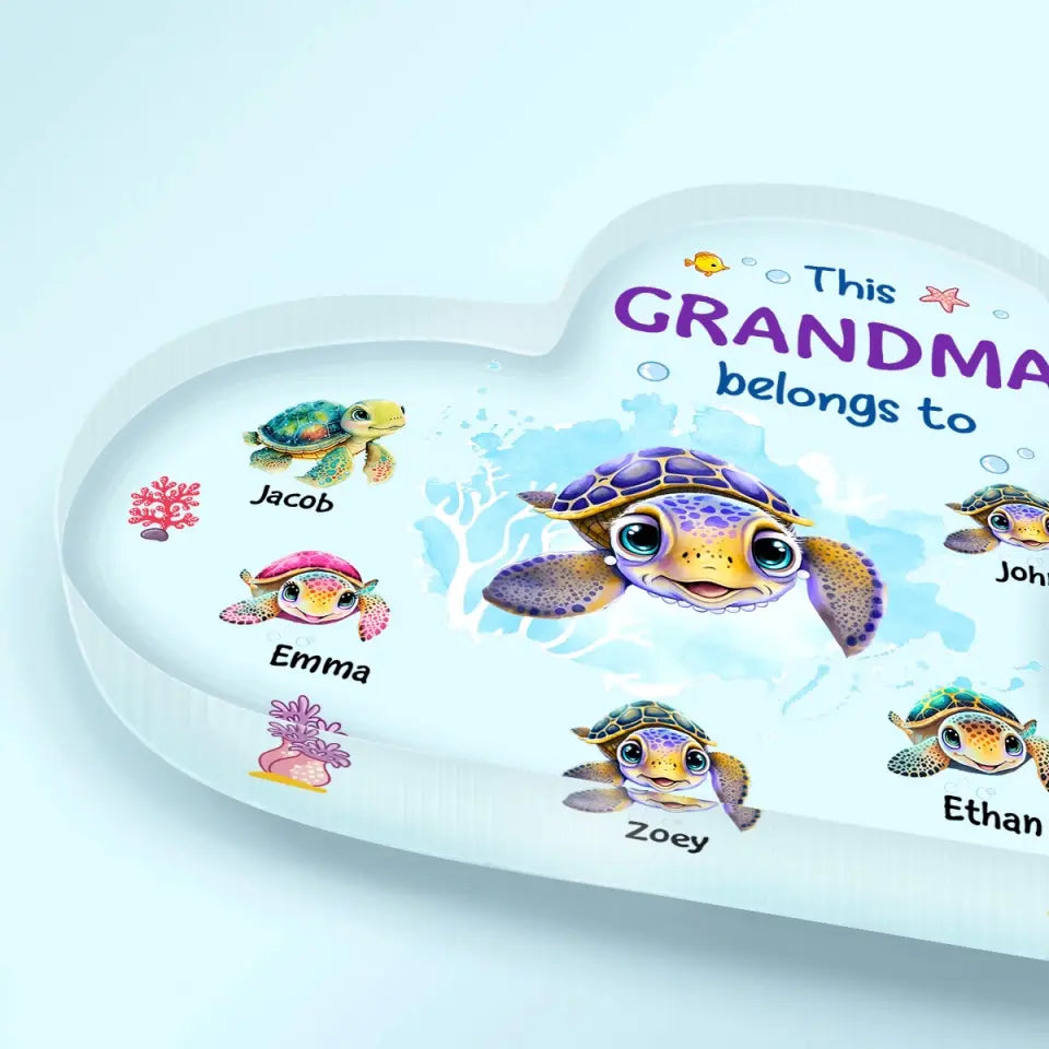Love Being Grandma Turtle - Personalized Custom Heart-shaped Acrylic Plaque - Mother's Day Gift For Grandma