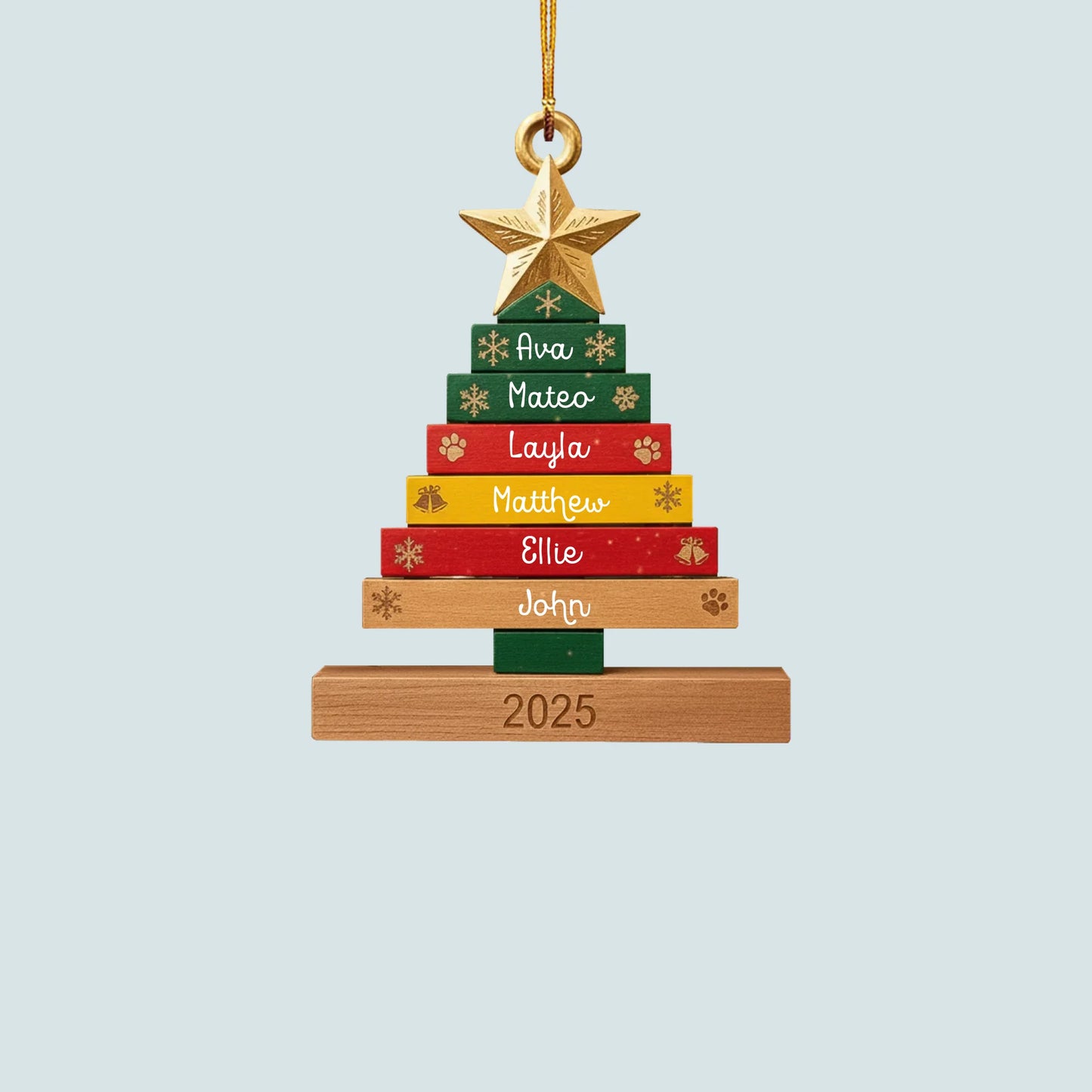 Christmas Family Tree - Personalized Custom Shape Wood Ornament - Christmas Gift For Family Members