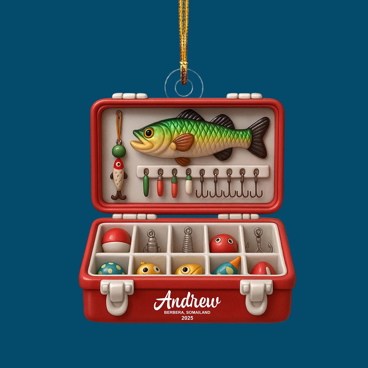 Fishing Tackle Box - Personalized Custom Mica Ornament - Christmas Gif ...