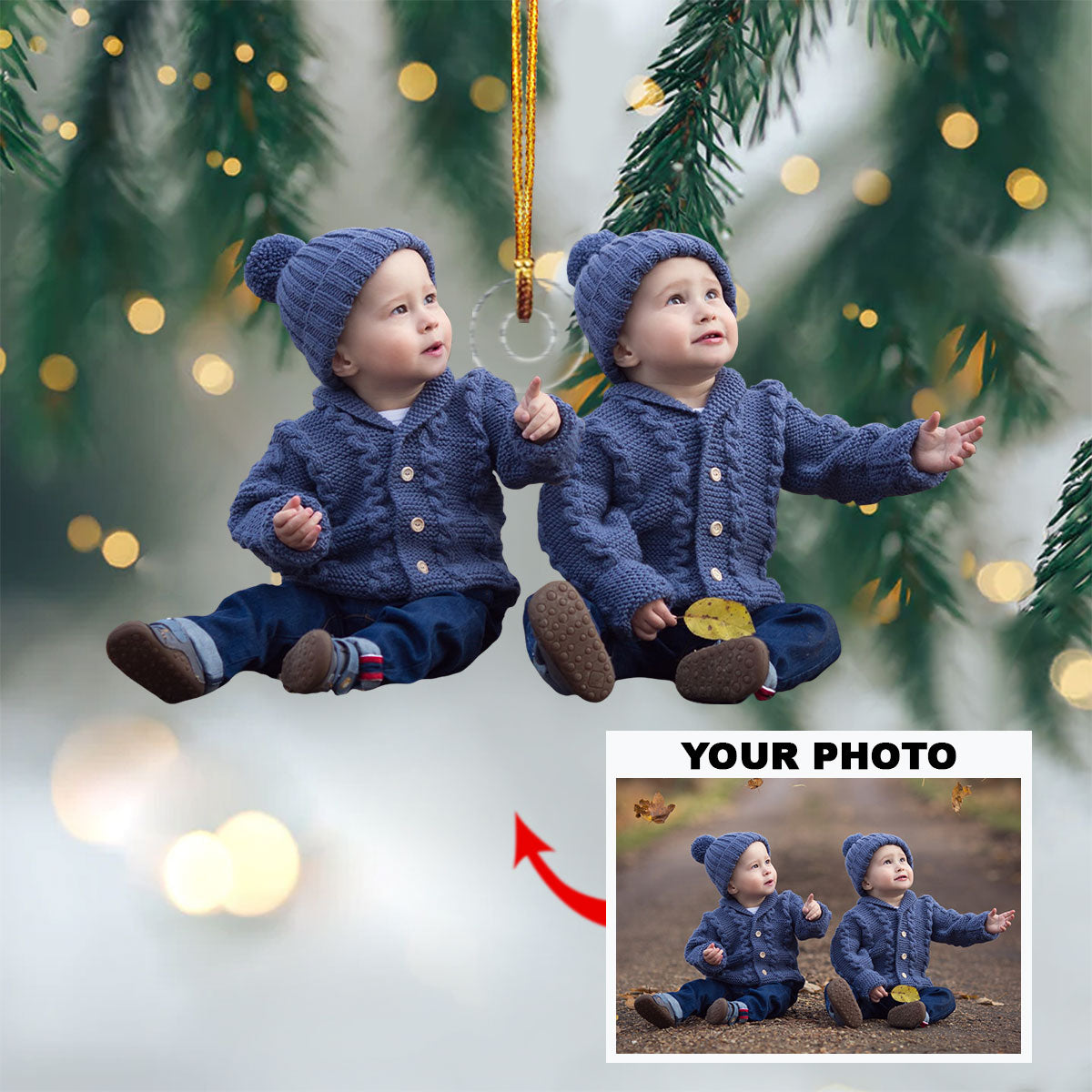 Personalized Photo Mica Ornament - Gift For Family Member - Customized Your Photo Ornament ARND018