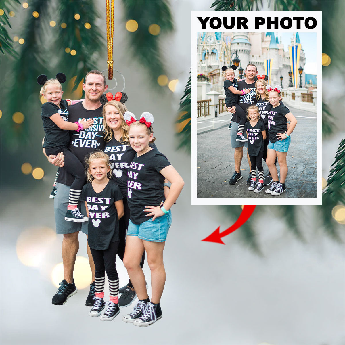 Personalized Photo Mica Ornament - Customize Family Vacation Photo ARND018