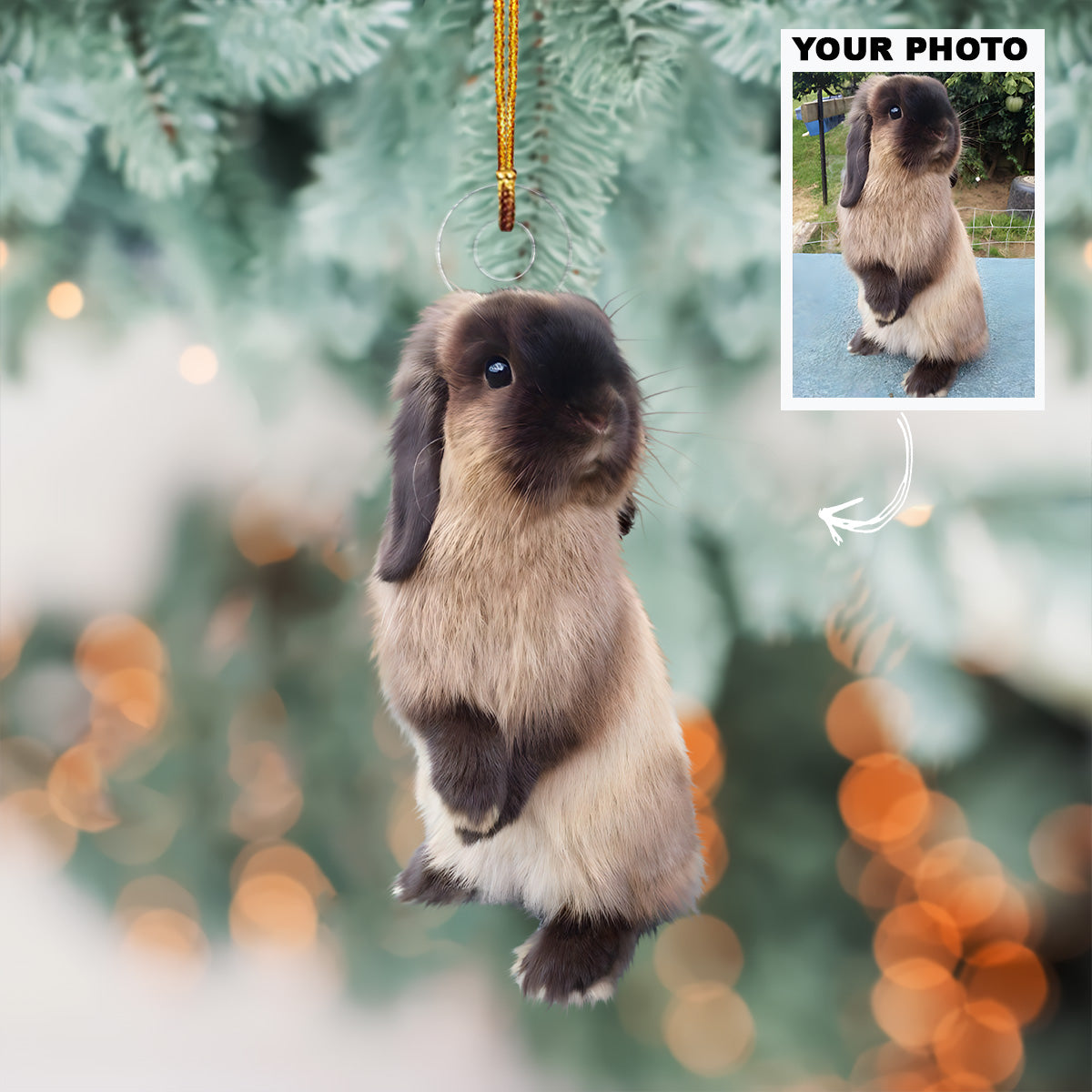 I Love Rabbit - Personalized Custom Photo Mica Ornament - Christmas Gift For Rabbit Lovers, Rabbit Owner, Friends, Family, Family Members