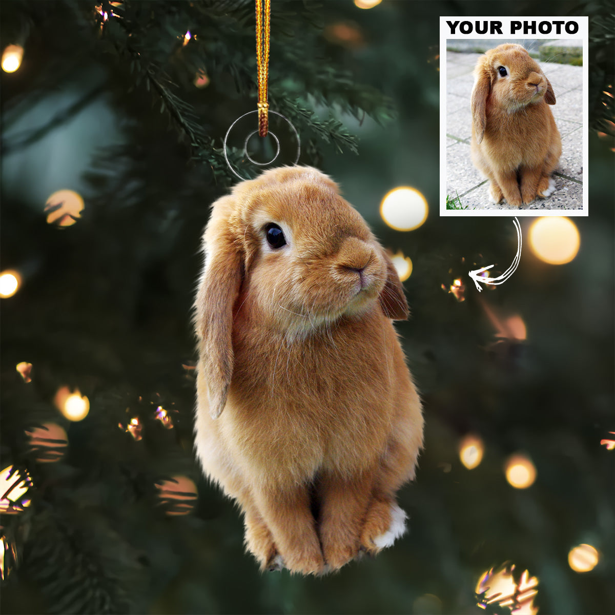 I Love Rabbit - Personalized Custom Photo Mica Ornament - Christmas Gift For Rabbit Lovers, Rabbit Owner, Friends, Family, Family Members