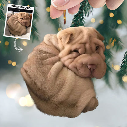 Cozy Puppy - Personalized Photo Mica Ornament - Christmas Gift For Dog Lovers, Dog Owners