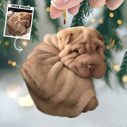 Cozy Puppy - Personalized Photo Mica Ornament - Christmas Gift For Dog Lovers, Dog Owners