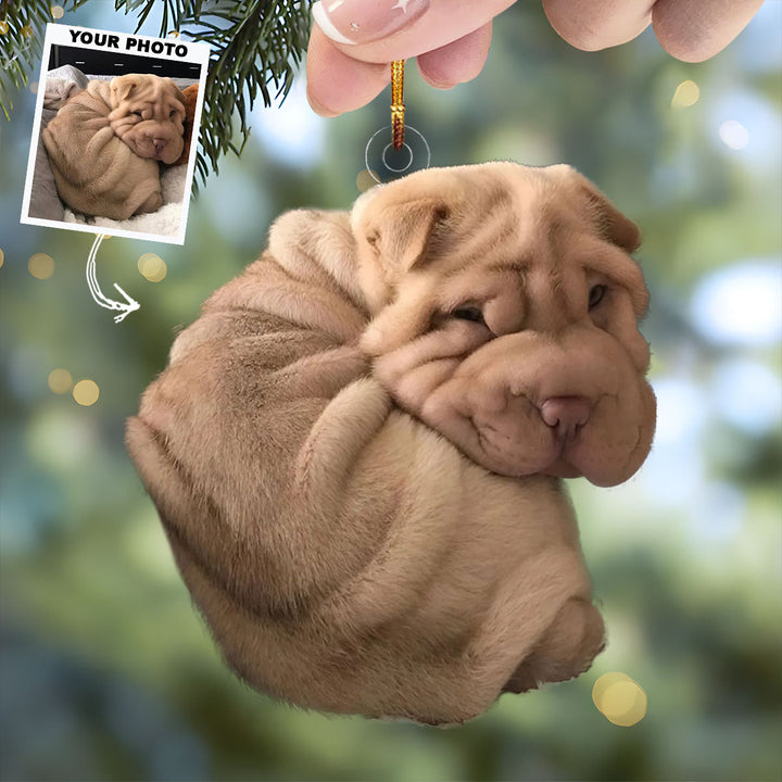 Cozy Puppy - Personalized Photo Mica Ornament - Christmas Gift For Dog Lovers, Dog Owners