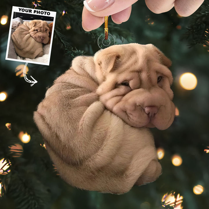 Cozy Puppy - Personalized Photo Mica Ornament - Christmas Gift For Dog Lovers, Dog Owners