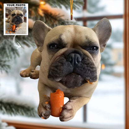 Gluttony Puppy - Personalized Photo Mica Ornament - Christmas Gift For Dog Lovers, Dog Owners