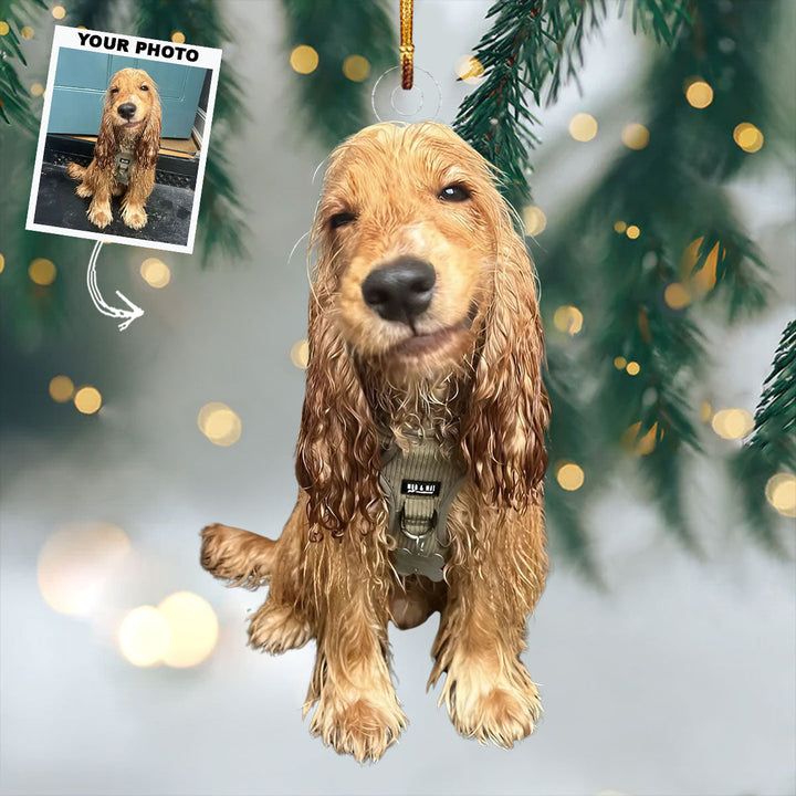 Playful Puppy - Personalized Photo Mica Ornament - Christmas Gift For Dog Lovers, Dog Owners