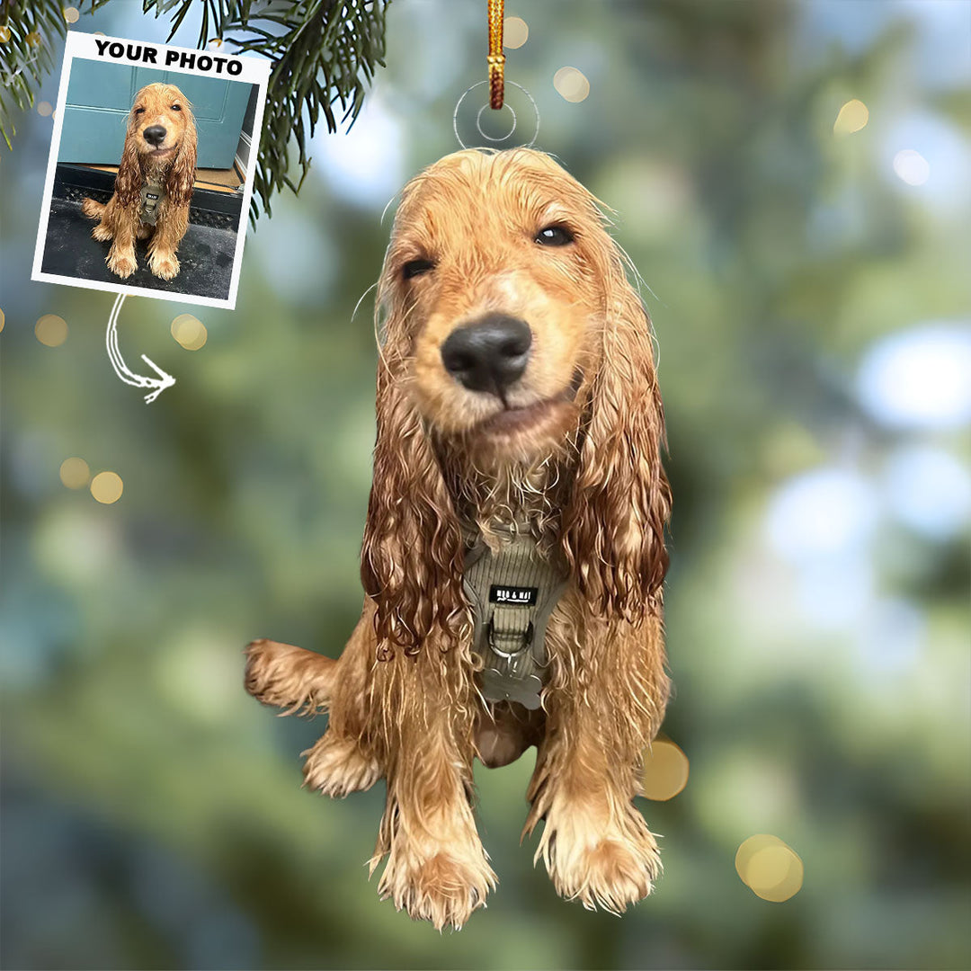 Playful Puppy - Personalized Photo Mica Ornament - Christmas Gift For Dog Lovers, Dog Owners