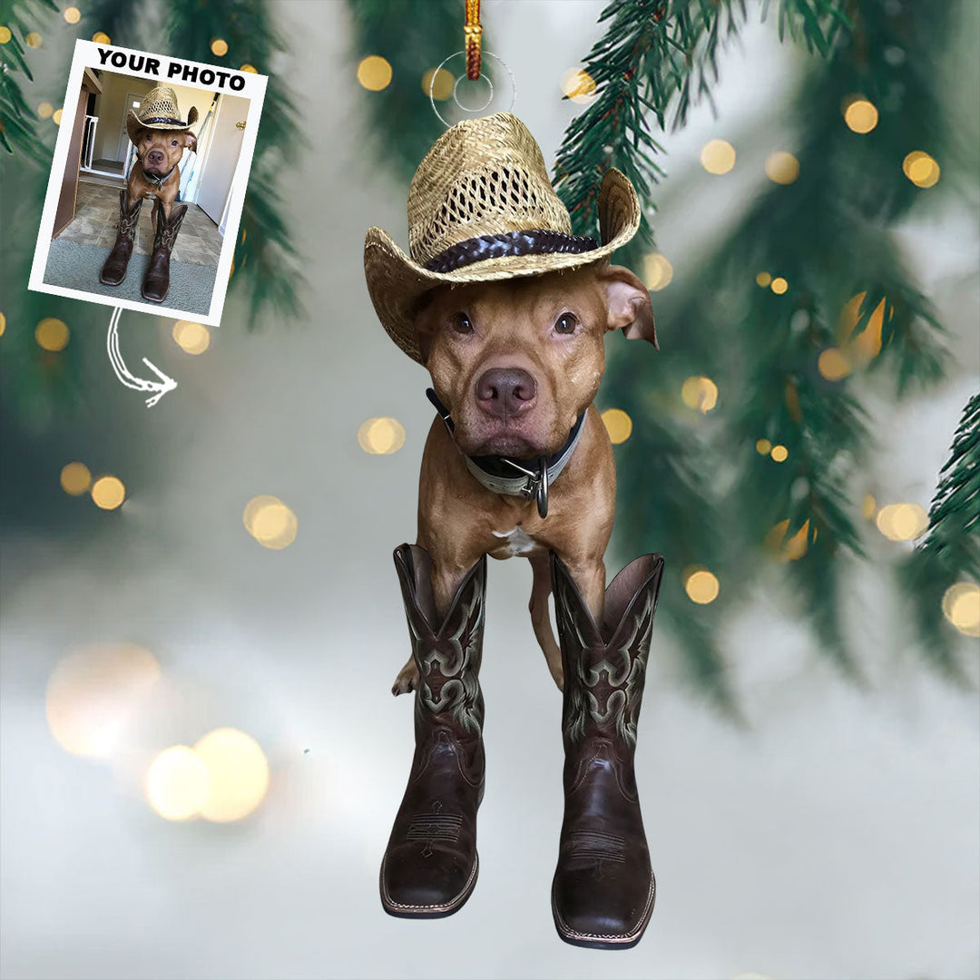 Rodeo Puppy - Personalized Photo Mica Ornament - Christmas Gift For Dog Lovers, Dog Owners