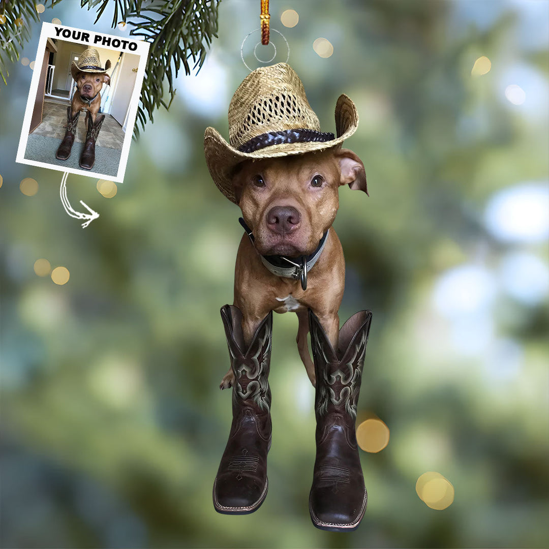 Rodeo Puppy - Personalized Photo Mica Ornament - Christmas Gift For Dog Lovers, Dog Owners