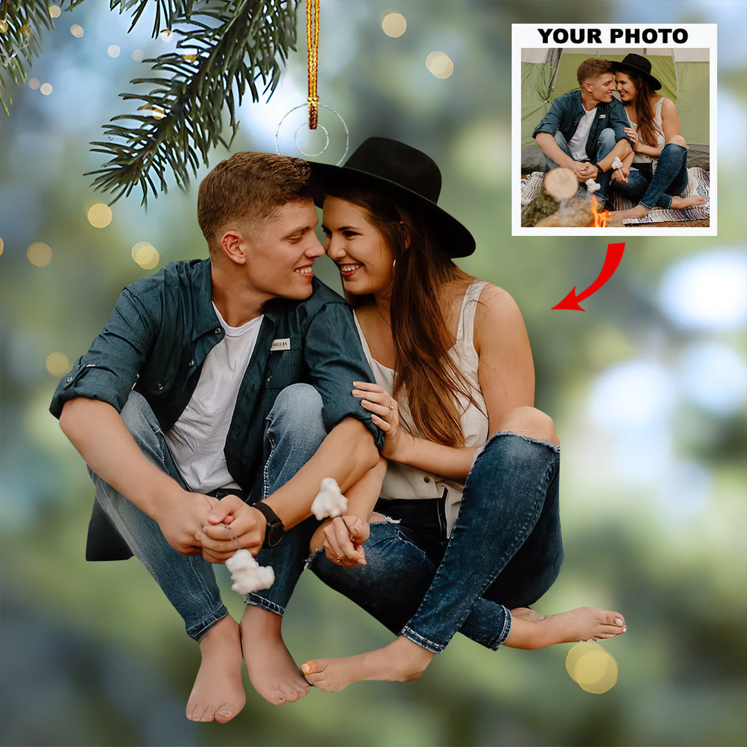 Love's Journey - Personalized Photo Mica Ornament - Christmas Gift For Couple Members, Couple, Wife, Husband, Camping Lovers