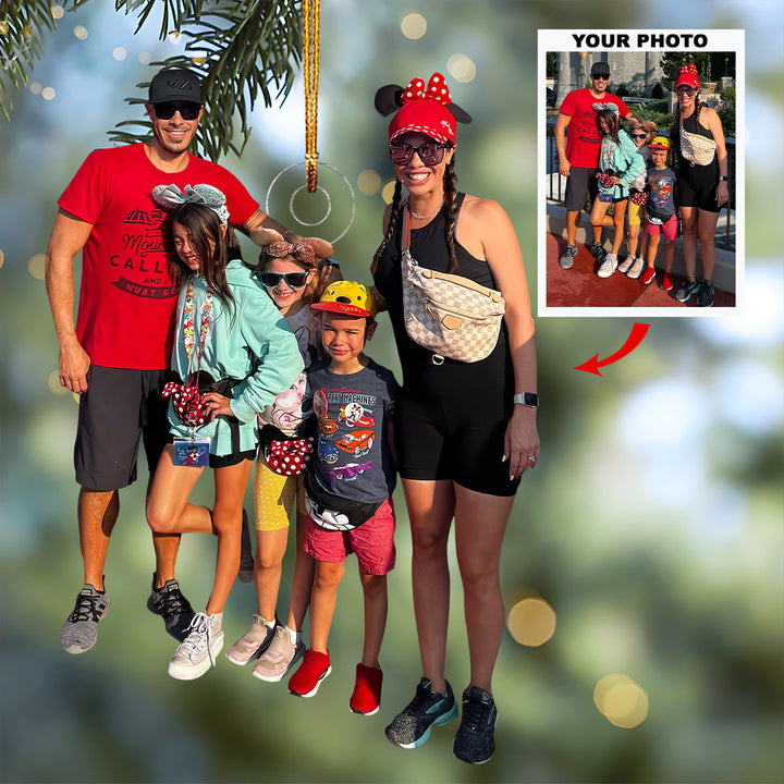 Happy Family - Personalized Photo Mica Ornament - Christmas Gift For Family Members