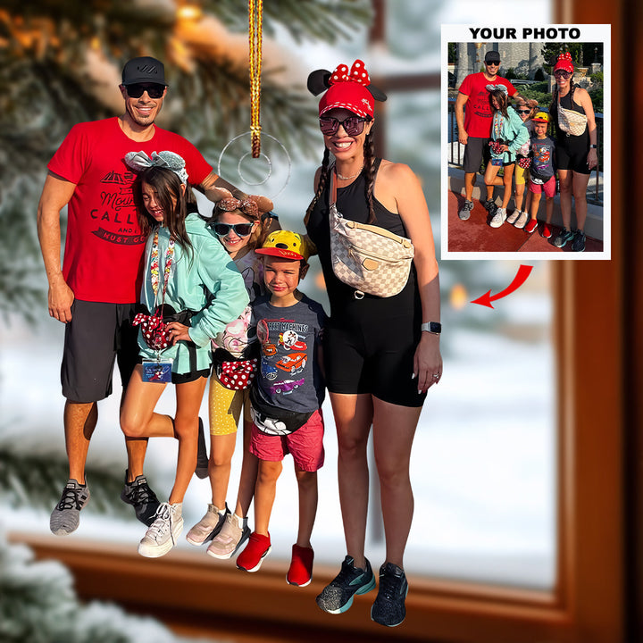 Happy Family - Personalized Photo Mica Ornament - Christmas Gift For Family Members
