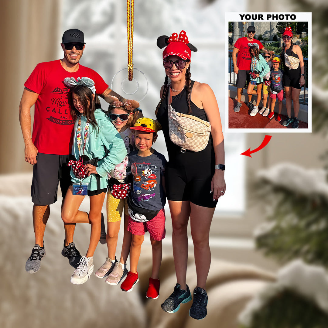 Happy Family - Personalized Photo Mica Ornament - Christmas Gift For Family Members