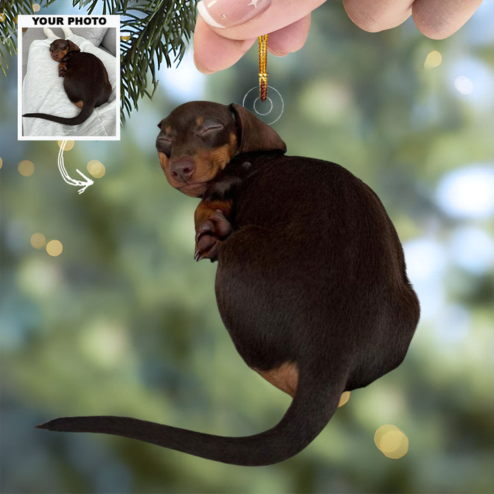 Puppy Love Sleeping - Personalized Photo Mica Ornament - Christmas Gift For Dog Lovers, Dog Owners