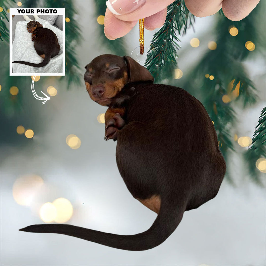 Puppy Love Sleeping - Personalized Photo Mica Ornament - Christmas Gift For Dog Lovers, Dog Owners