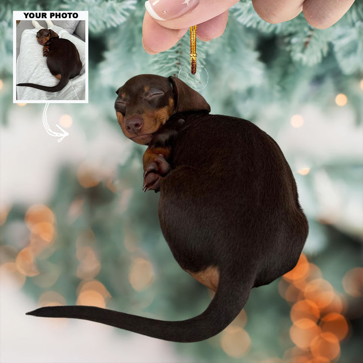 Puppy Love Sleeping - Personalized Photo Mica Ornament - Christmas Gift For Dog Lovers, Dog Owners