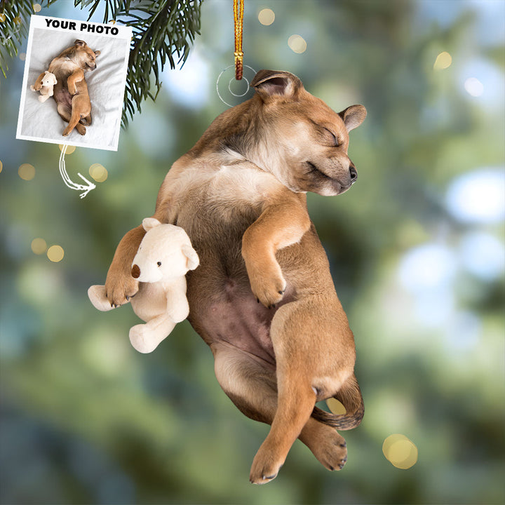 Sleep Kiss Puppy - Personalized Photo Mica Ornament - Christmas Gift For Dog Lovers, Dog Owners