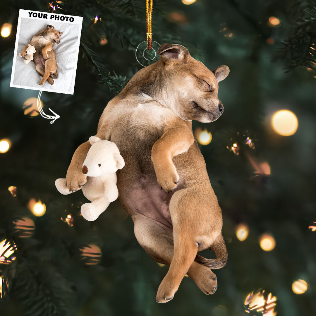 Sleep Kiss Puppy - Personalized Photo Mica Ornament - Christmas Gift For Dog Lovers, Dog Owners