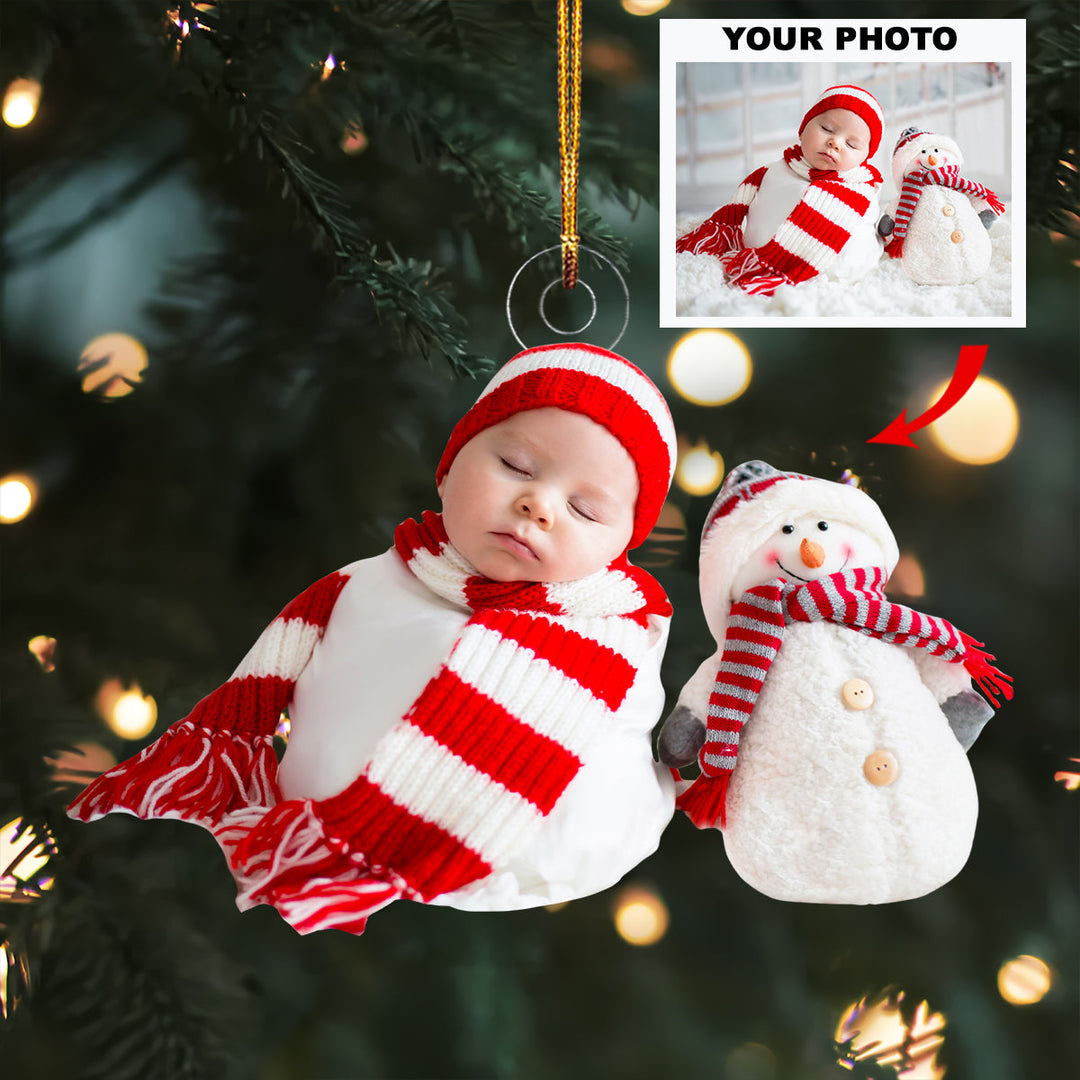 Baby First Christmas - Personalized Photo Mica Ornament - Christmas Gift For Family Members