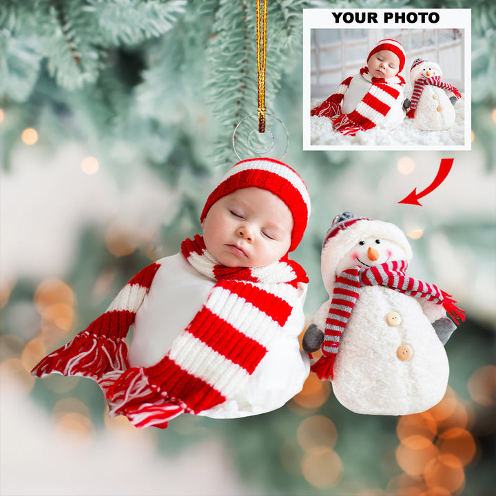 Baby First Christmas - Personalized Photo Mica Ornament - Christmas Gift For Family Members