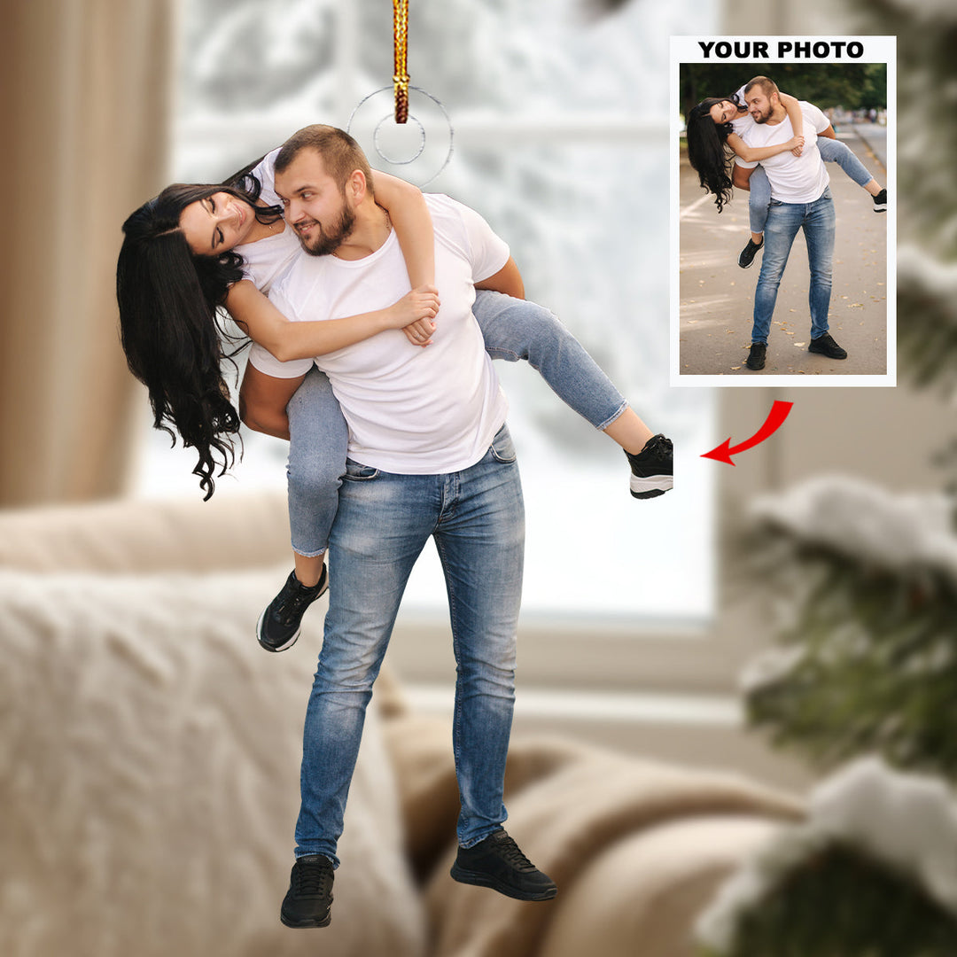 Carefree Moments - Personalized Photo Mica Ornament - Christmas Gift For Couple, Family Members