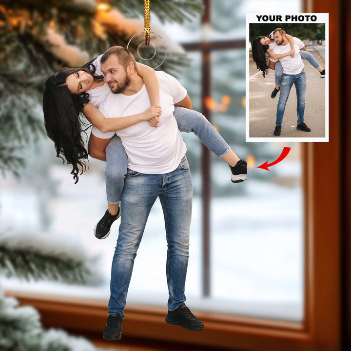 Carefree Moments - Personalized Photo Mica Ornament - Christmas Gift For Couple, Family Members